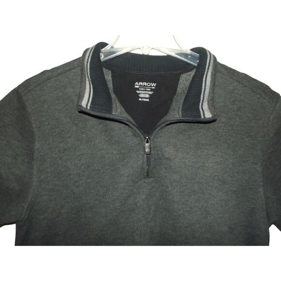 ARROW Pullover Sweatshirt Mens XL Gray Heather Quarter-Zip Sueded Fleece Shirt - Picture 7 of 11